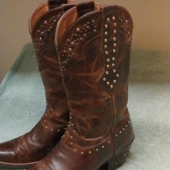 Ariat Brown Leather Rhinestone Boots size 9.5 - Picture 11 of 15